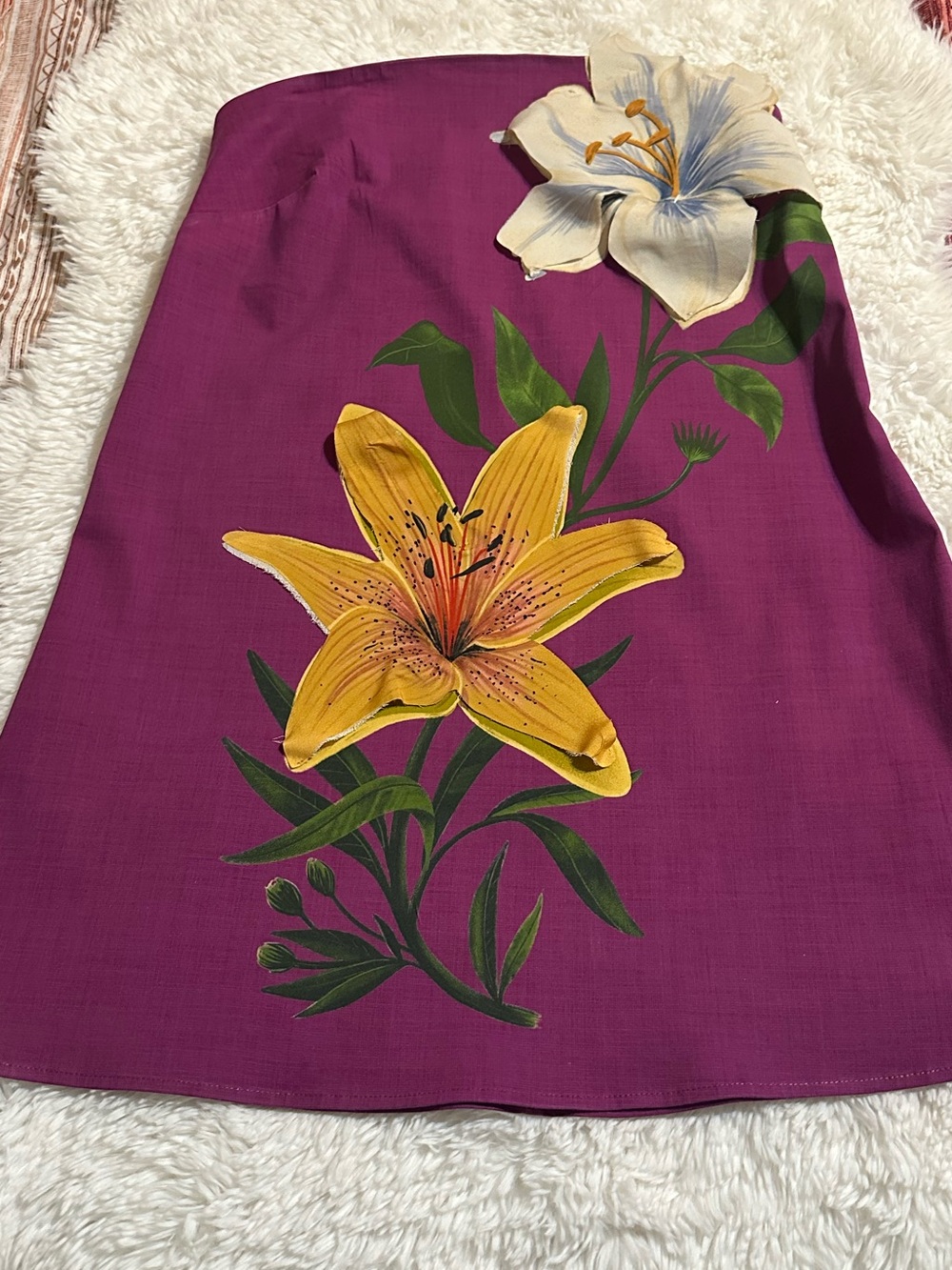 FARM Rio x Anthropologie 3D Floral Strapless Mini Dress Purple S - Picture 2 of 15